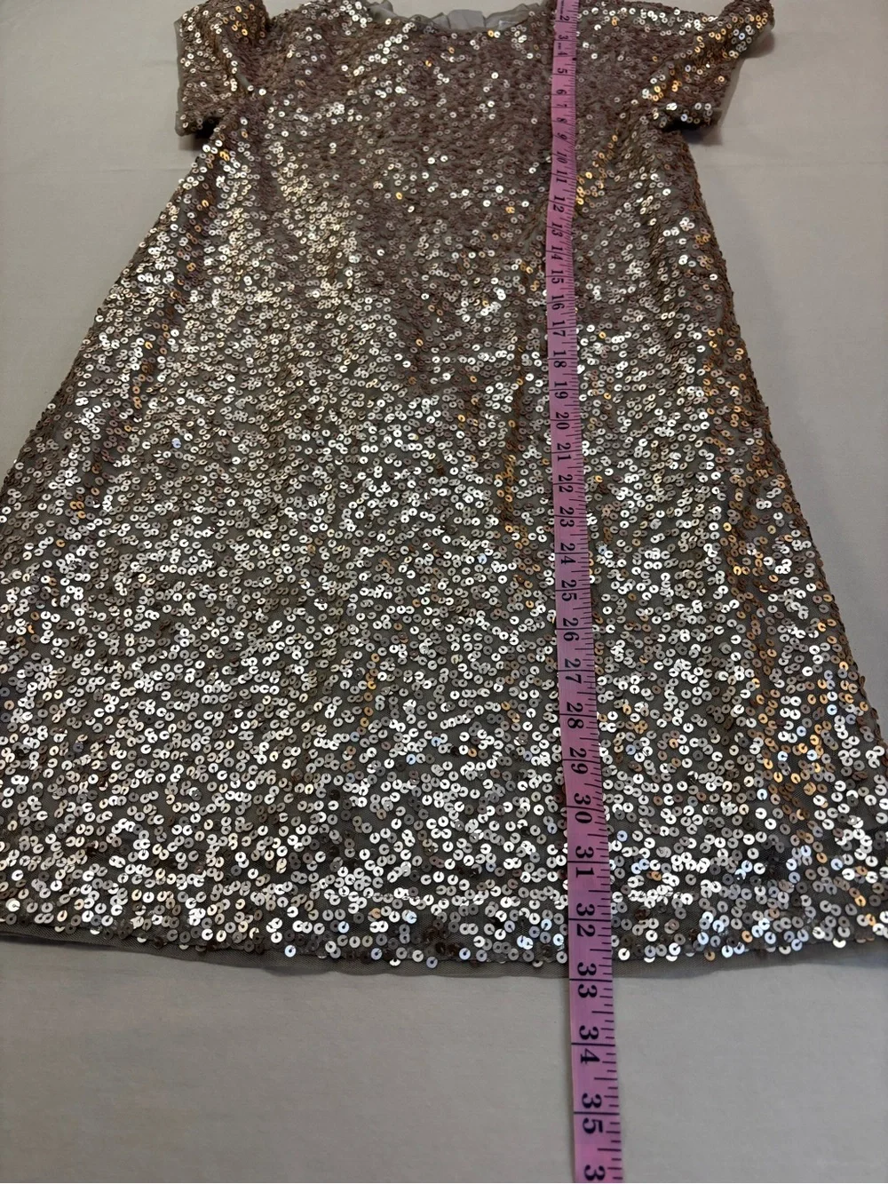 Gap Kids Champagne Sequin Short Sleeve Party Dress Girls Size XL